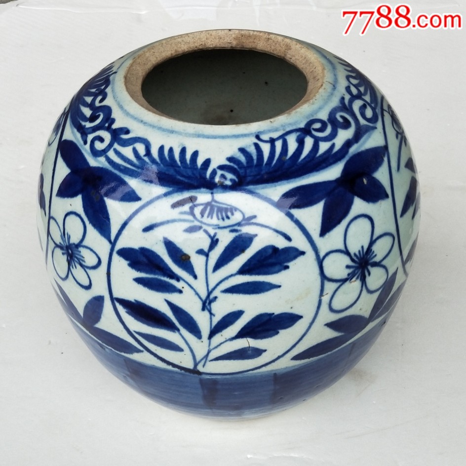 民国手工青花瓷罐古董陶瓷坛子摆件花瓶收藏品