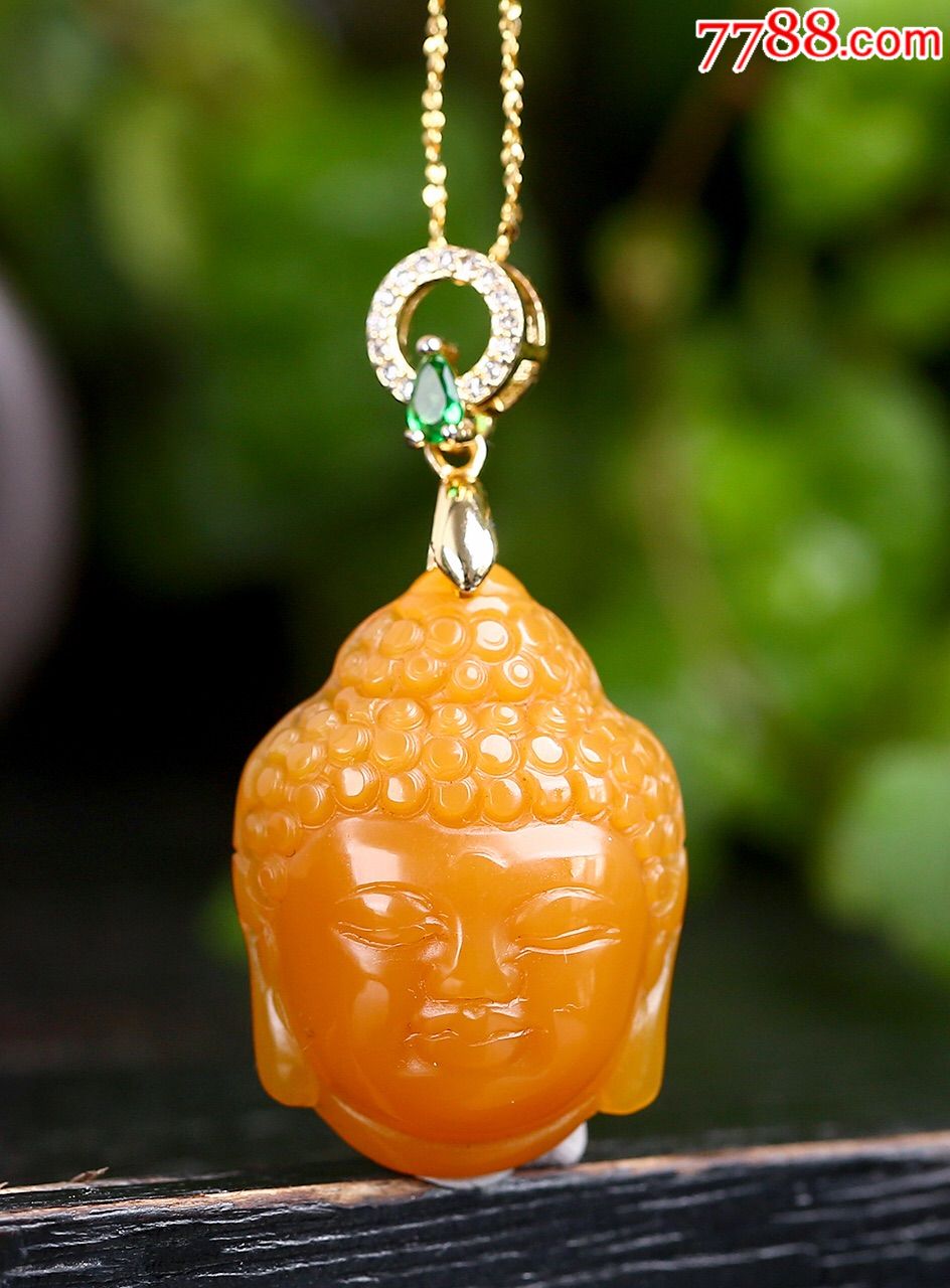 极品缅料黄龙玉佛头吊坠
