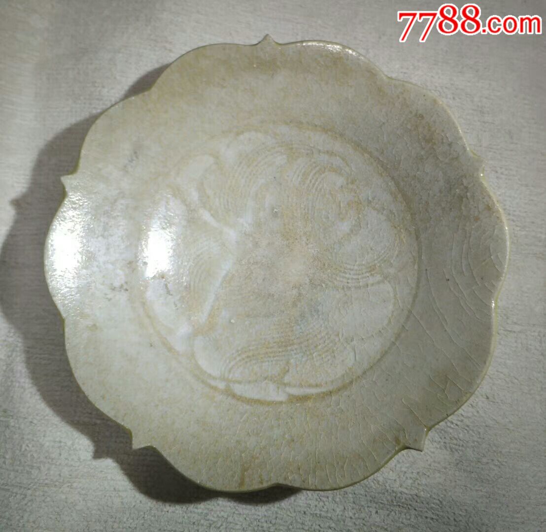 元代湖田窑小花口盘_单色白瓷_第1张_7788钟表收藏