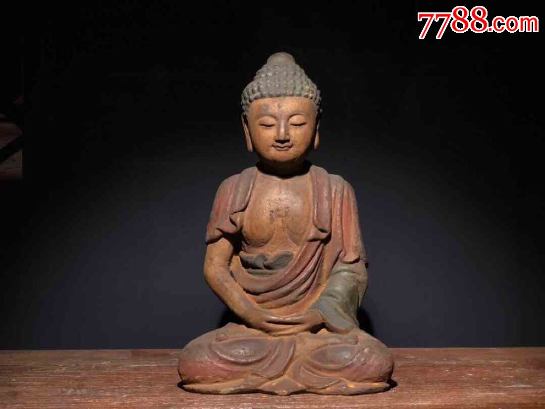 老木雕释迦摩尼佛坐像高26cm宽16cm厚13cm