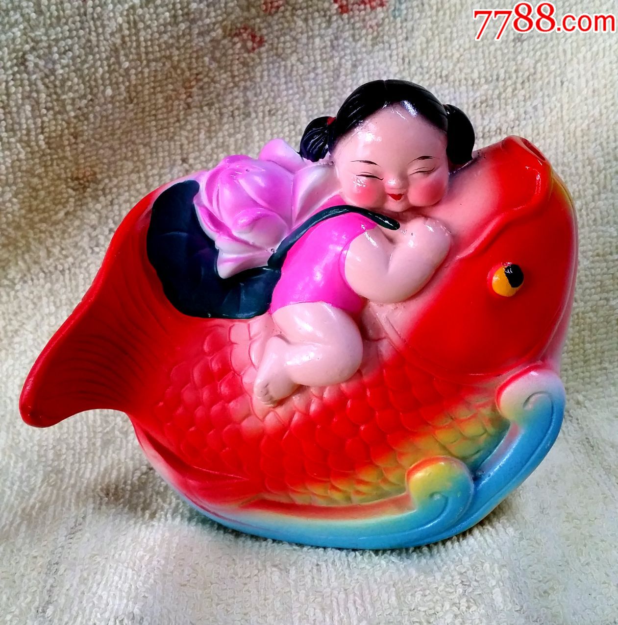 年年有鱼泥塑摆件