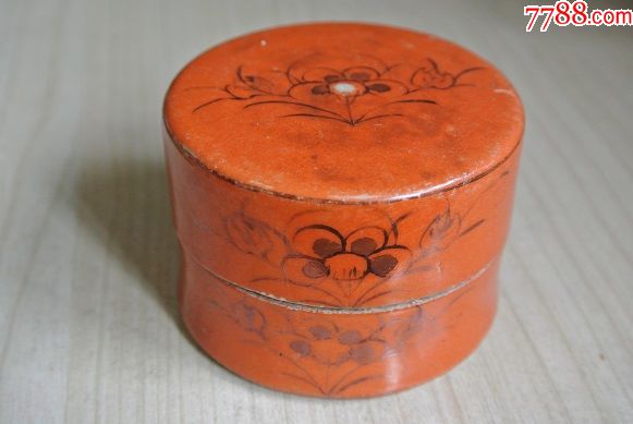 清同治珊瑚红墨彩花卉粉盒珊瑚红釉老瓷器老瓷器收藏-红釉瓷-7788旧书网
