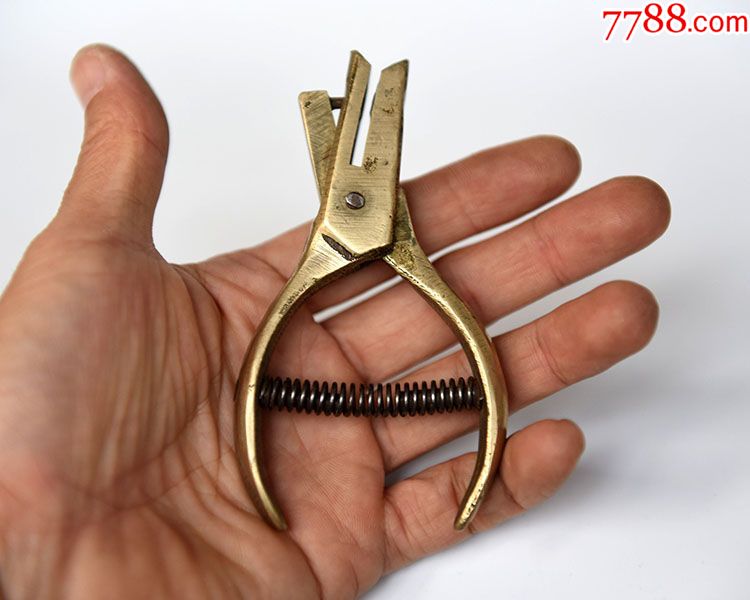 民国火车票钳子纯铜检票钳打孔器老铜钳子