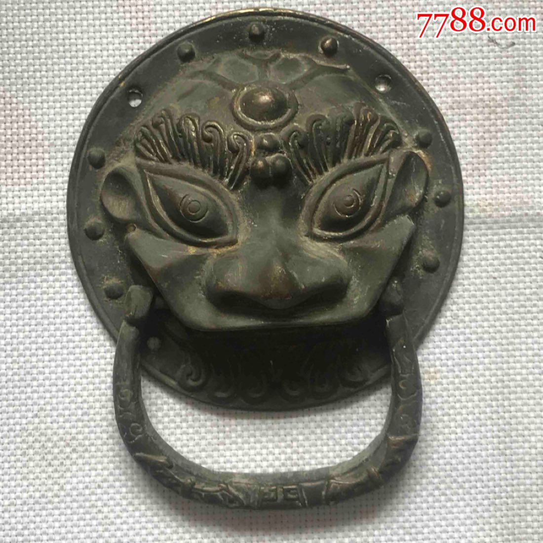 铜门拉手民俗老物件黄铜瑞兽首门拉手品好家装必备保真