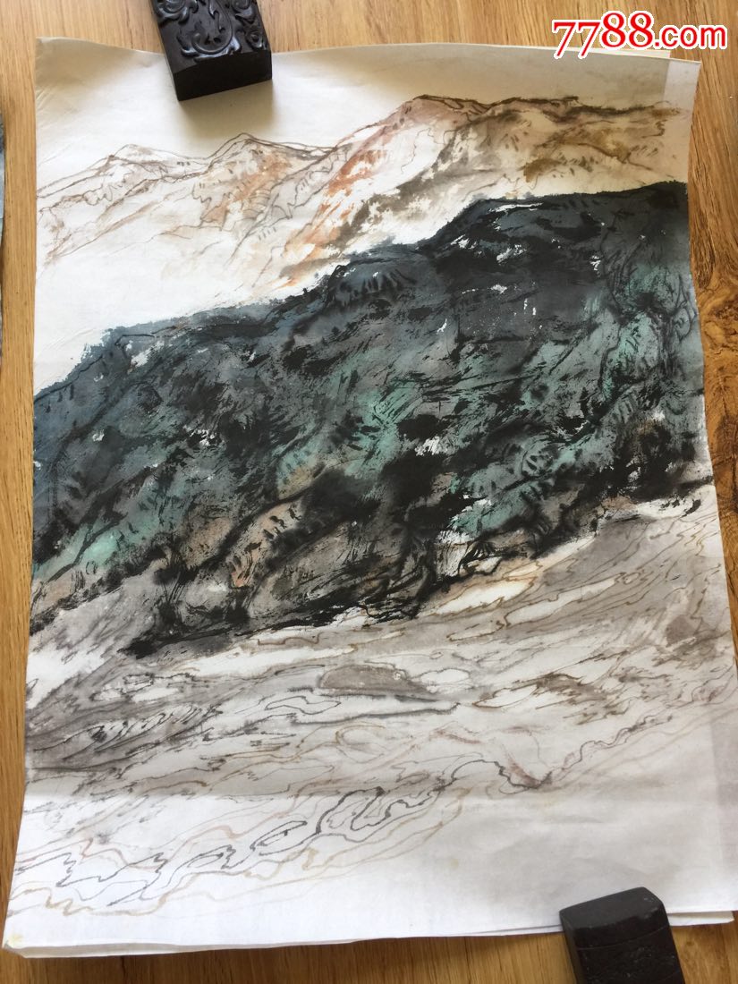 2张一起售四川著名油画国画大师-黎建伟80年代绘作品(未落款)