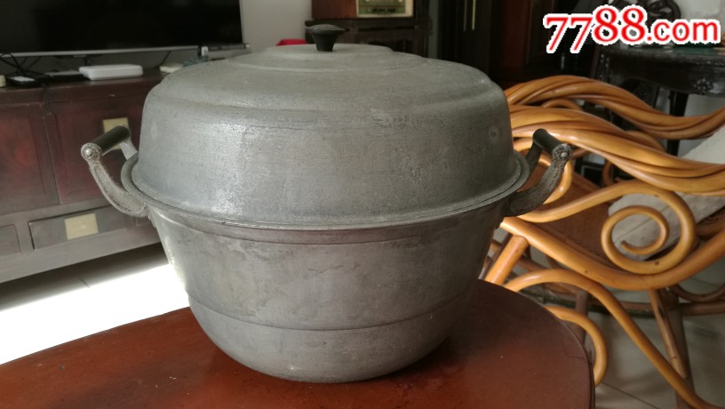 怀旧老物件年代戏道具农家院可用品六七十年代生铝蒸锅完整使用正常