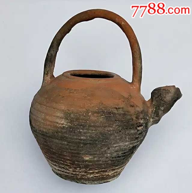 民国红陶茶壶手工素面老陶器提梁柴火烧水壶