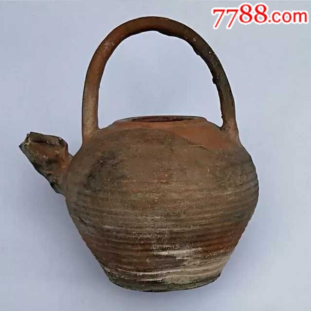 民国红陶茶壶手工素面老陶器提梁柴火烧水壶