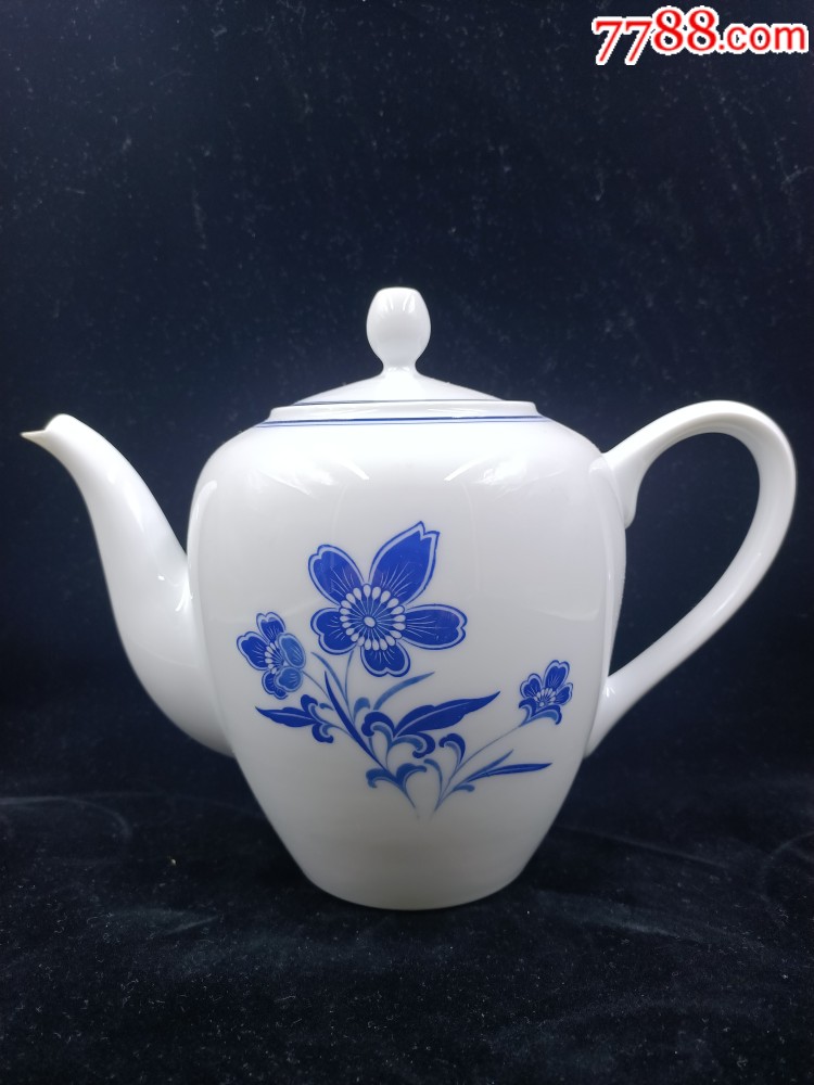 醴陵70年代群力瓷厂釉下五彩蓝海棠玉兰壶大会堂用瓷包真包老