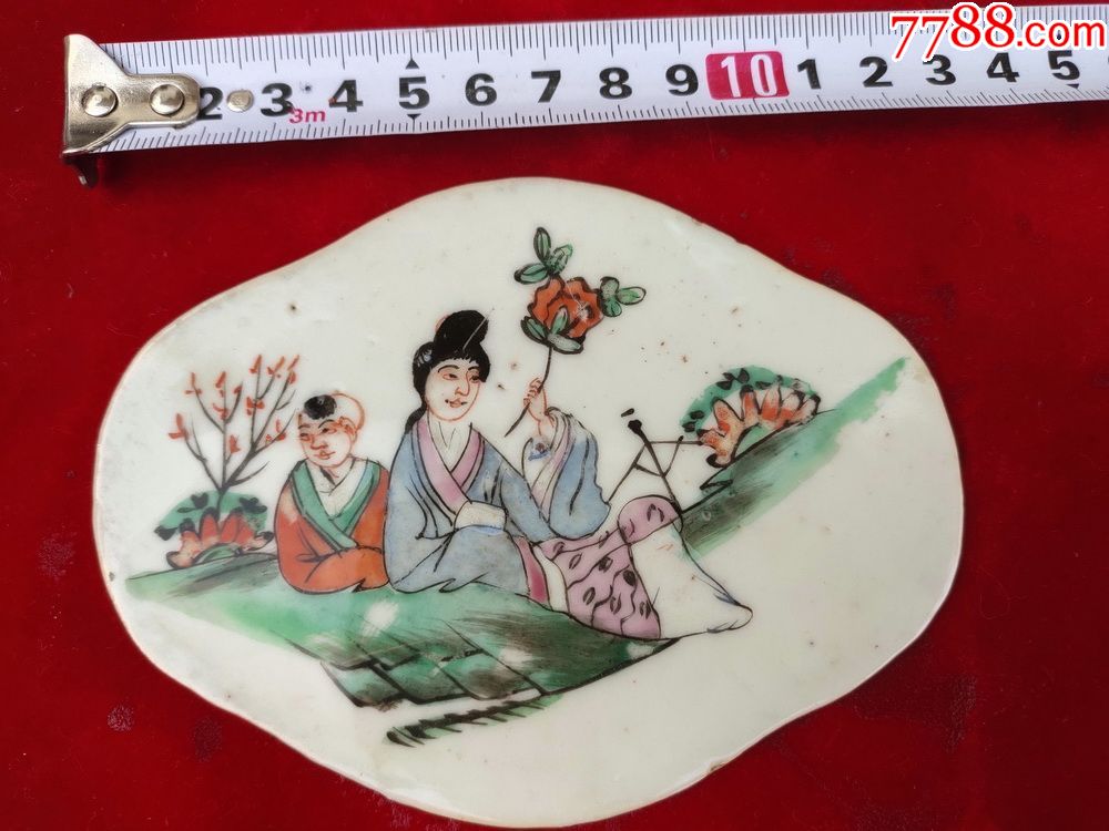 民国粉彩人物瓷板
