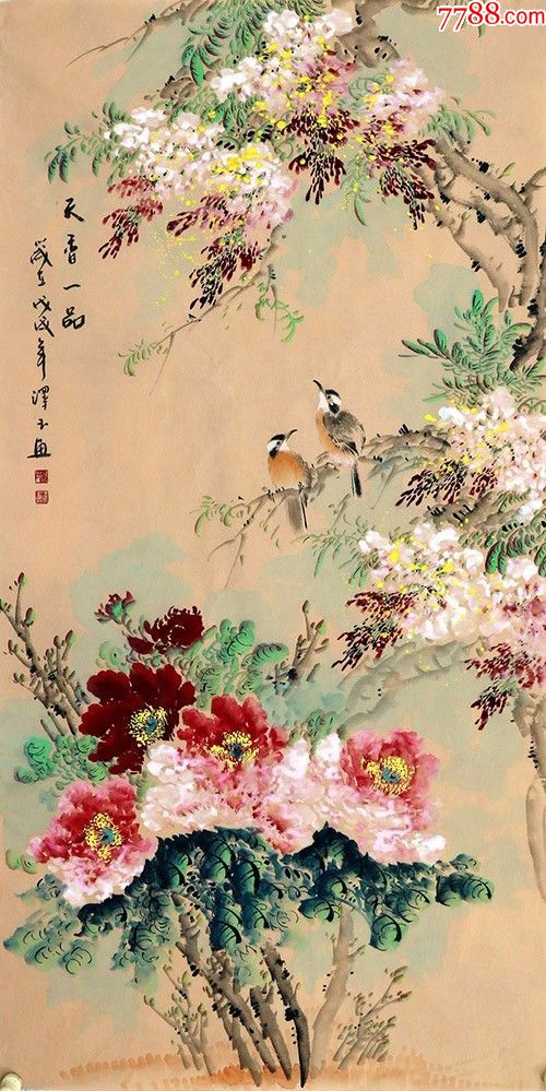 竖幅花鸟国画精品欣赏图片