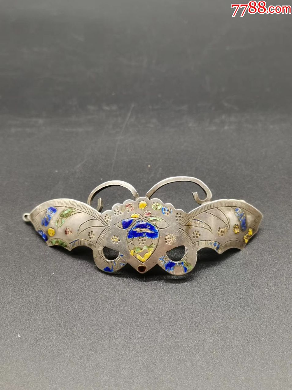 清代银蝴蝶发夹