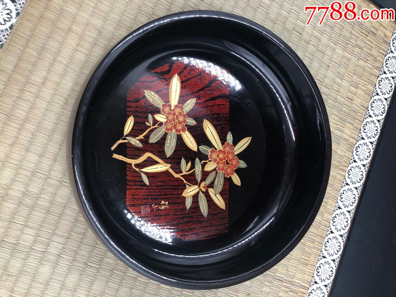 日本回流木胎漆盘