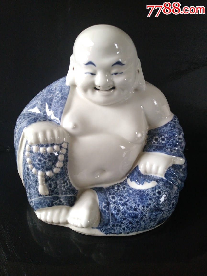 民国时期青花弥勒佛造像_雕塑瓷/瓷雕_第1张_7788瓷器