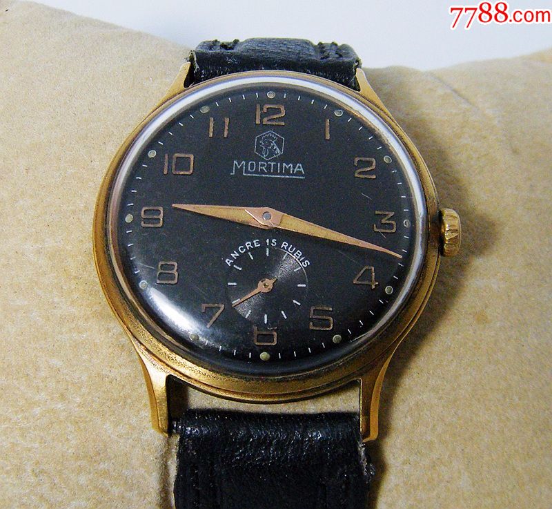 法国名表mortima高卢雄鸡-包金小三针机械表黑盘金针金字_手表/腕表
