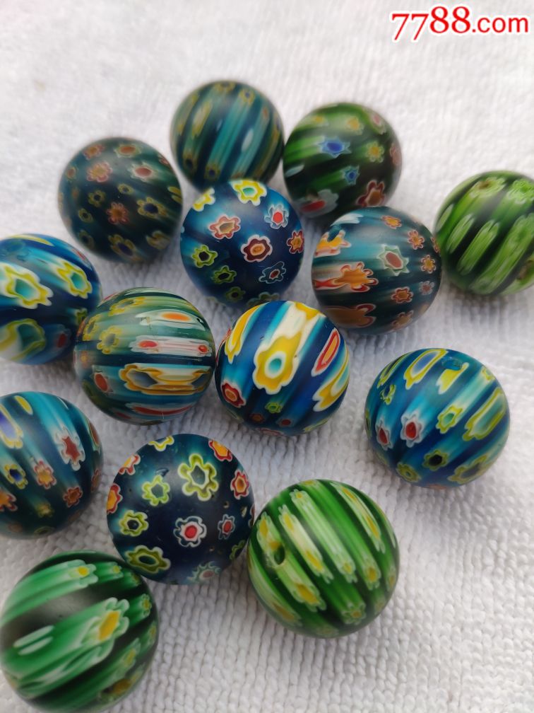 山东淄博解放初期七彩琉璃珠西瓜珠