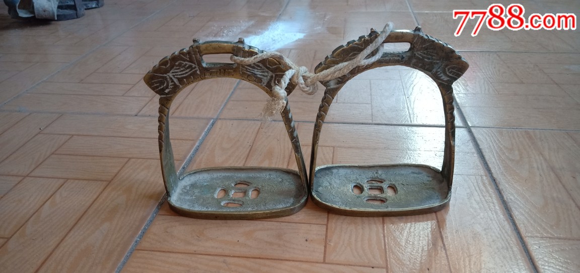 清代铜马镫铜马登子清代黄铜马镫老黄铜马镫雕工