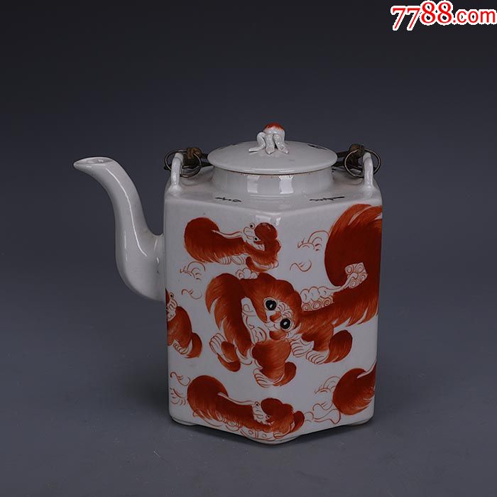 搬家东西太多无处存放处理粉彩太师少保纹六棱提梁壶茶壶
