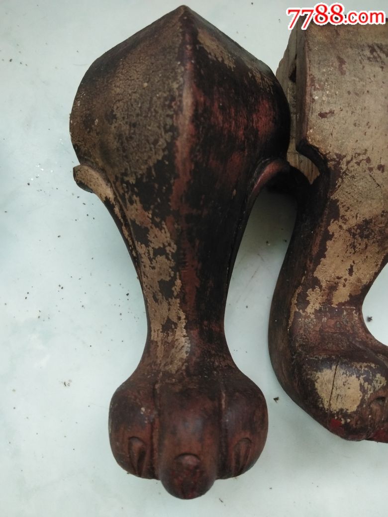 一组民国老式雕刻老虎腿饭桌腿