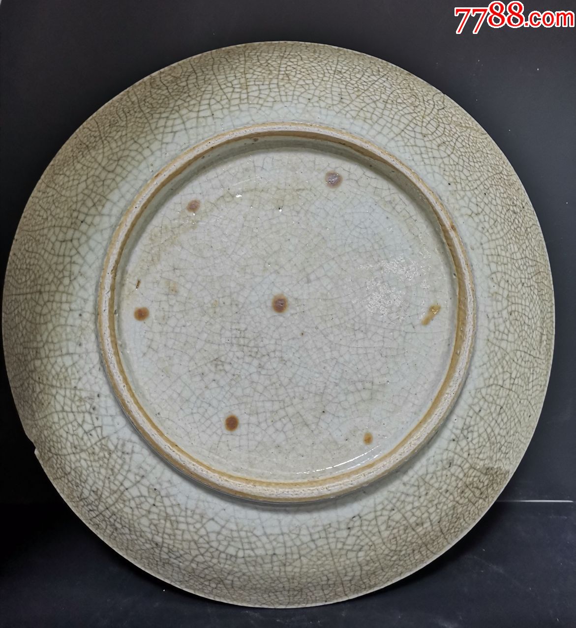 清中乾隆哥釉开片纹七星大盘美品