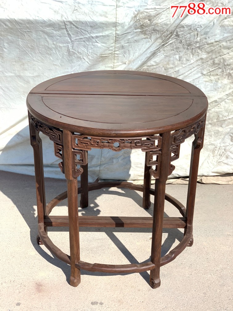 檀木茶桌圆桌月牙桌半圆桌的对桌古典家具仿古家具
