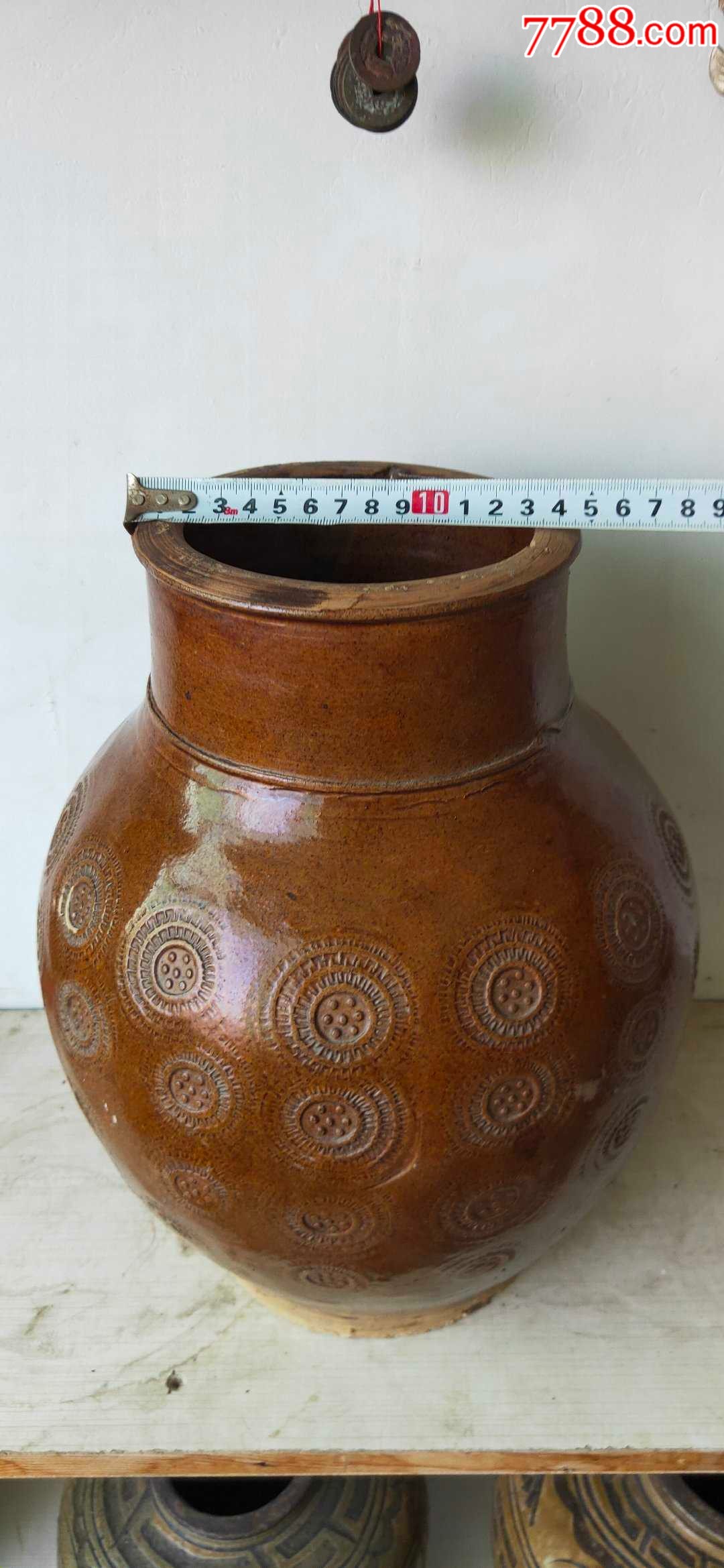 老物件晚清民国时期湖北马口窑代代有钱葫芦型金钱罐