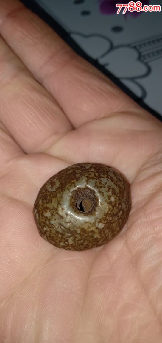 红山勒子红山文化玉挂件红山高古玉真品满沁包浆穿孔螺旋纹红山文化玉