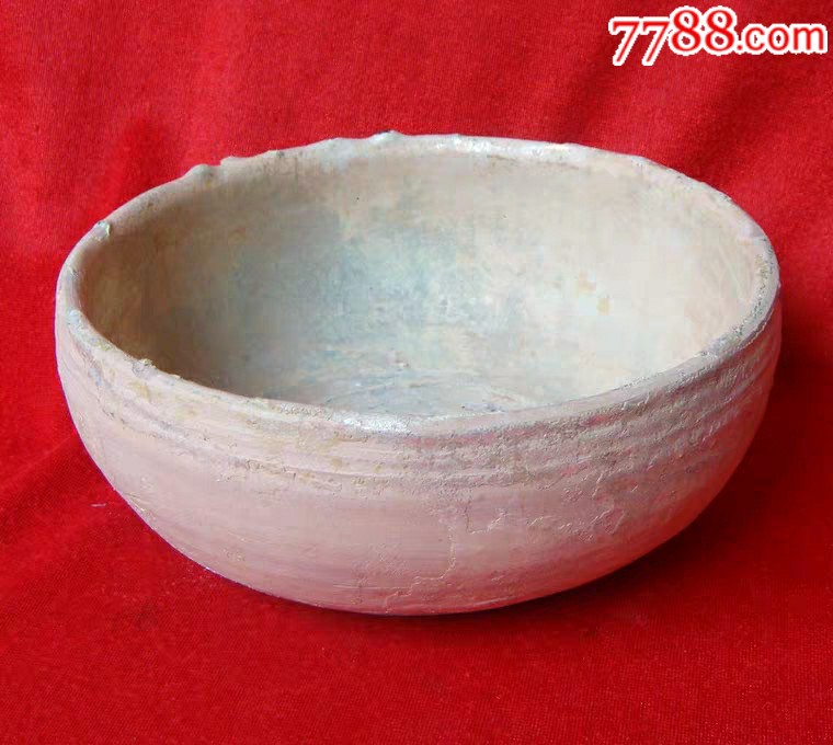 汉代陶器碗一个绿釉银光口径18底11高7cm完整包老到代