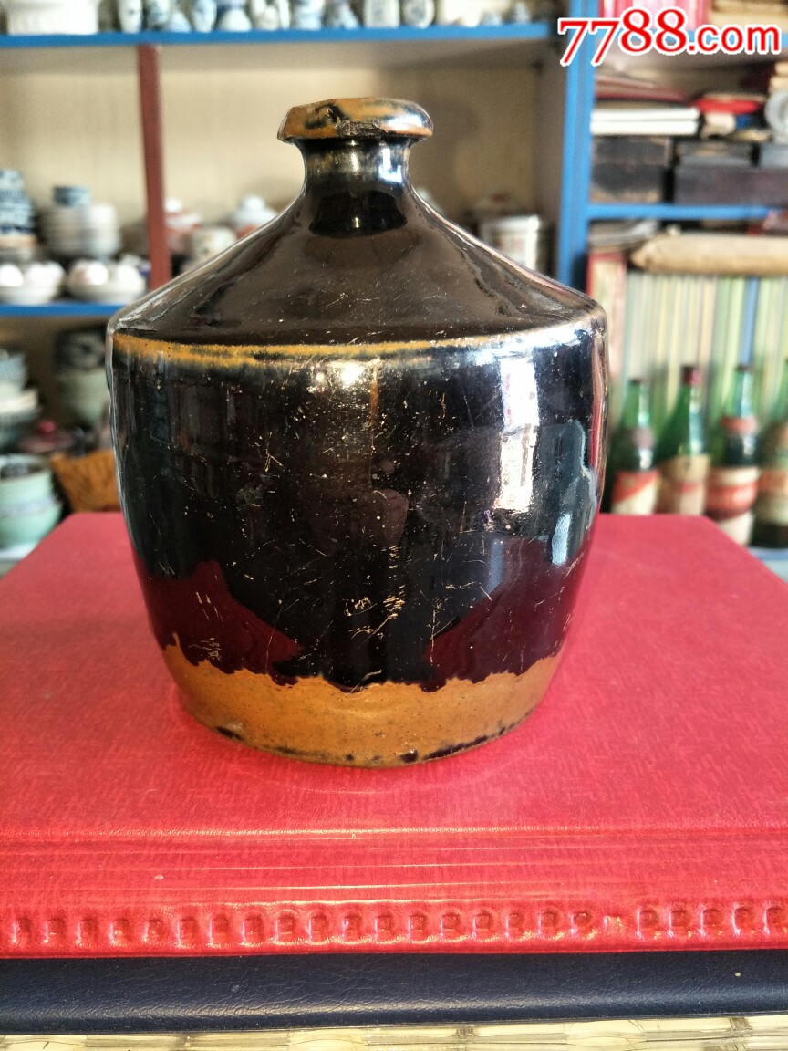民国杏花村黑瓷酒坛包老_汾州老酒坊【7788砚台收藏】