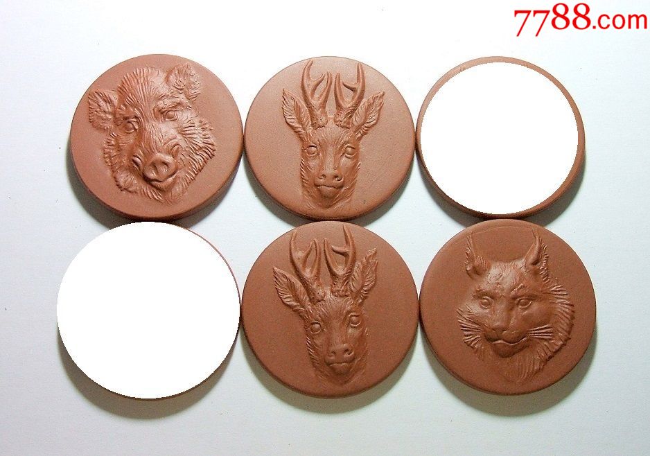 单枚价德国莫里茨堡野生动物园野猪鹿猞猁高浮雕大陶章40mm