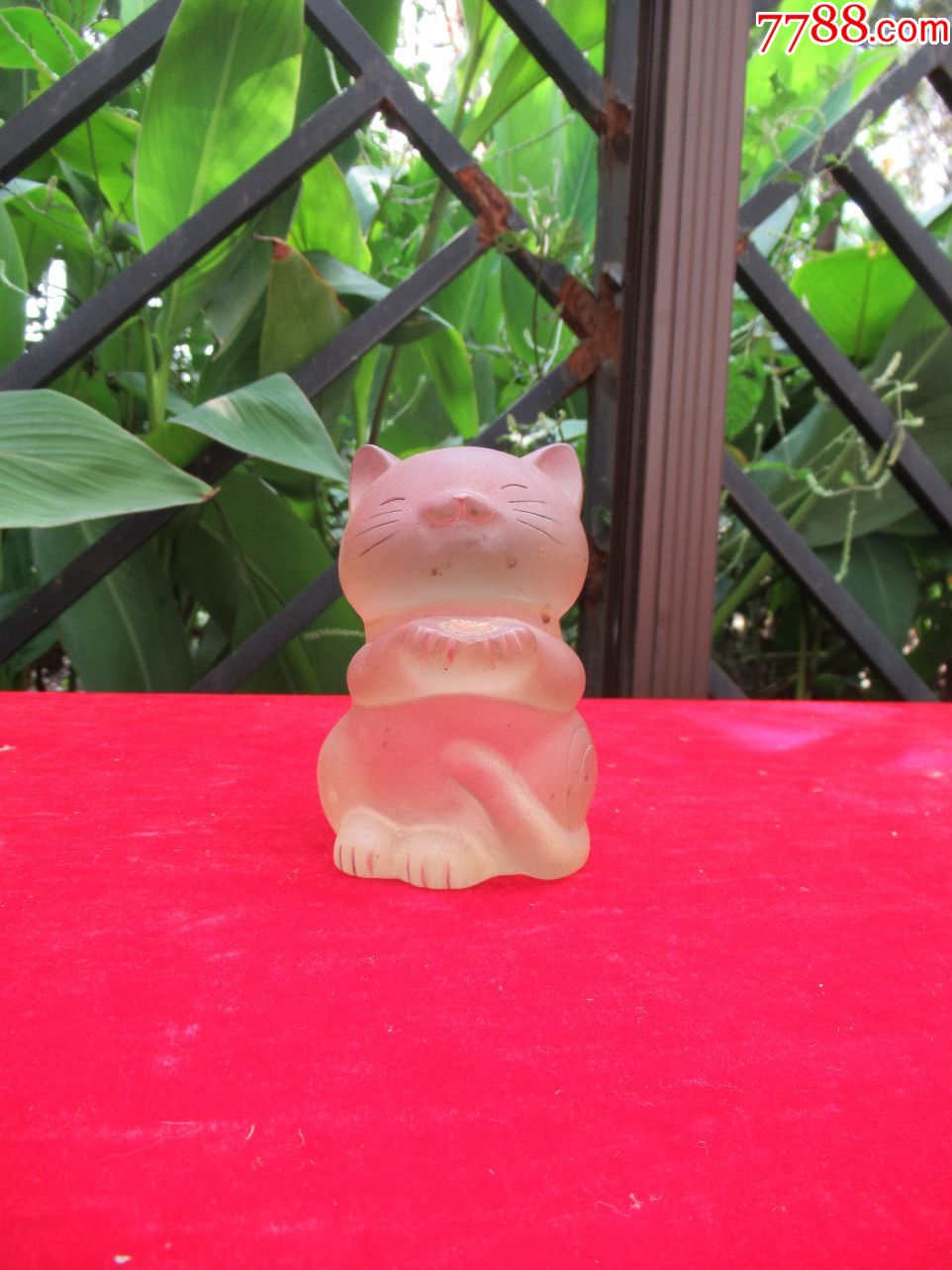 摆件收藏民国到建国前后老琉璃猫造型塑像摆件完美品相