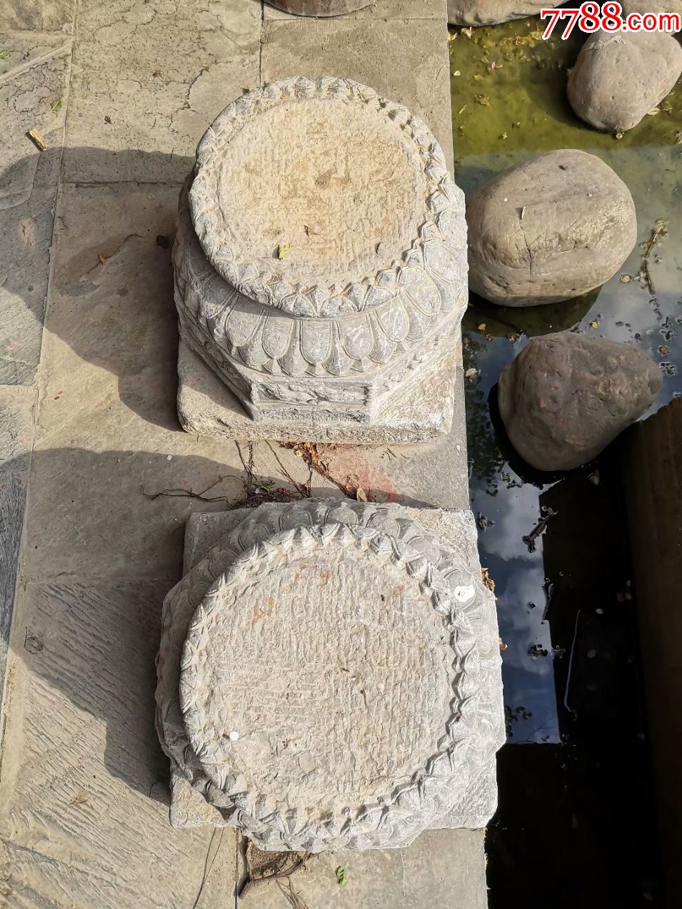 一对清代动物石墩