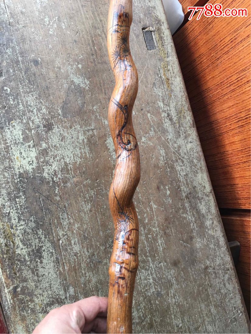 包浆厚重的民国美工老藤拐杖
