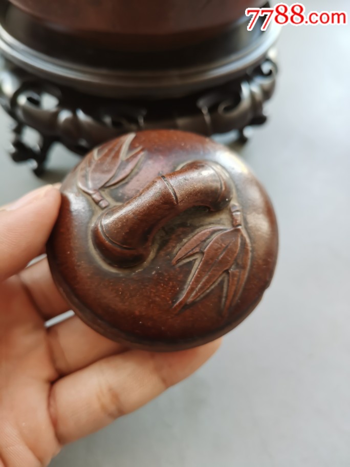 民国石生刻竹节诗文壶