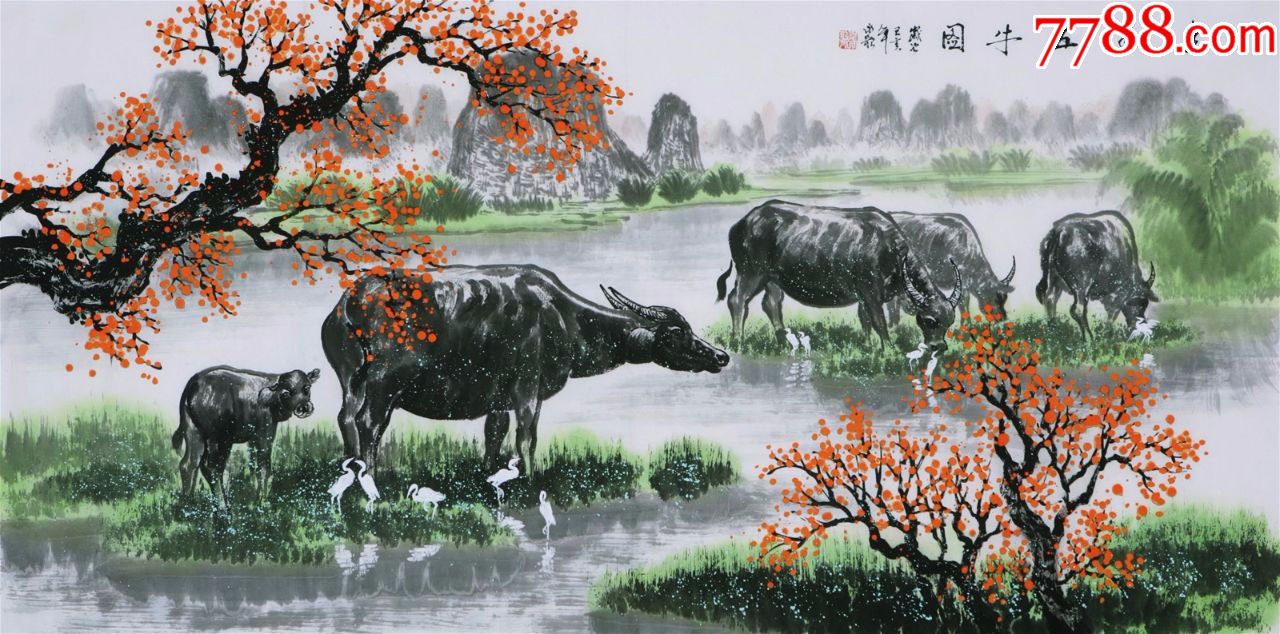 韦永歌四尺五牛图23