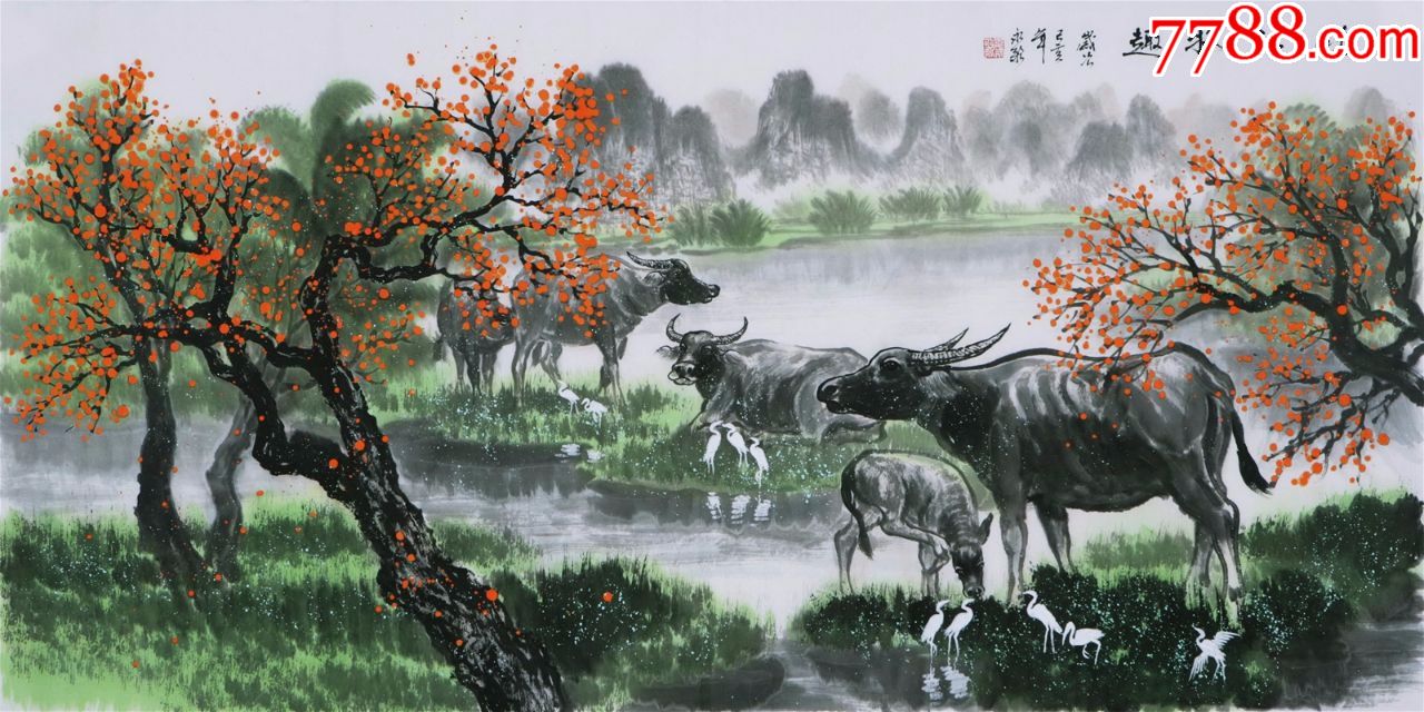 韦永歌四尺五牛图27