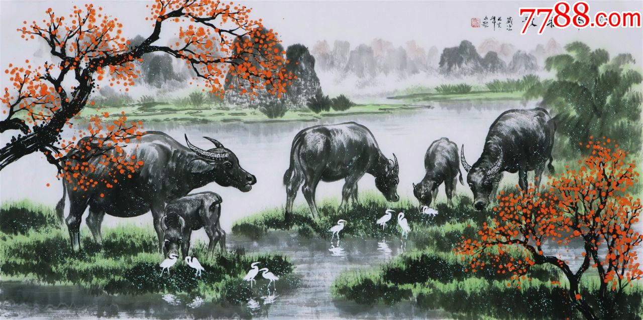 韦永歌四尺五牛图28