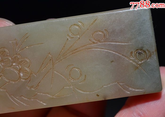 和田玉花开富贵精雕暗刻文房玉鉴-和田玉-7788收藏__收藏热线