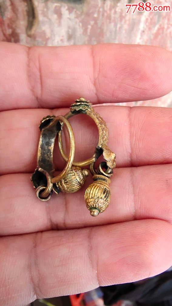 锍金民国耳环一对