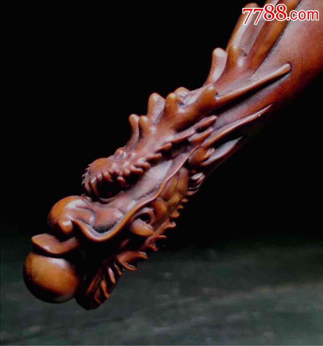 黄杨木雕龙头茶器