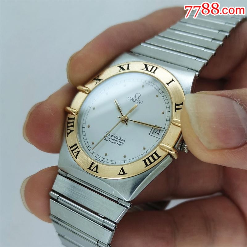 【贵金属18k-750实金圈】二手瑞士欧米茄星座系列全自动机械男表-手表