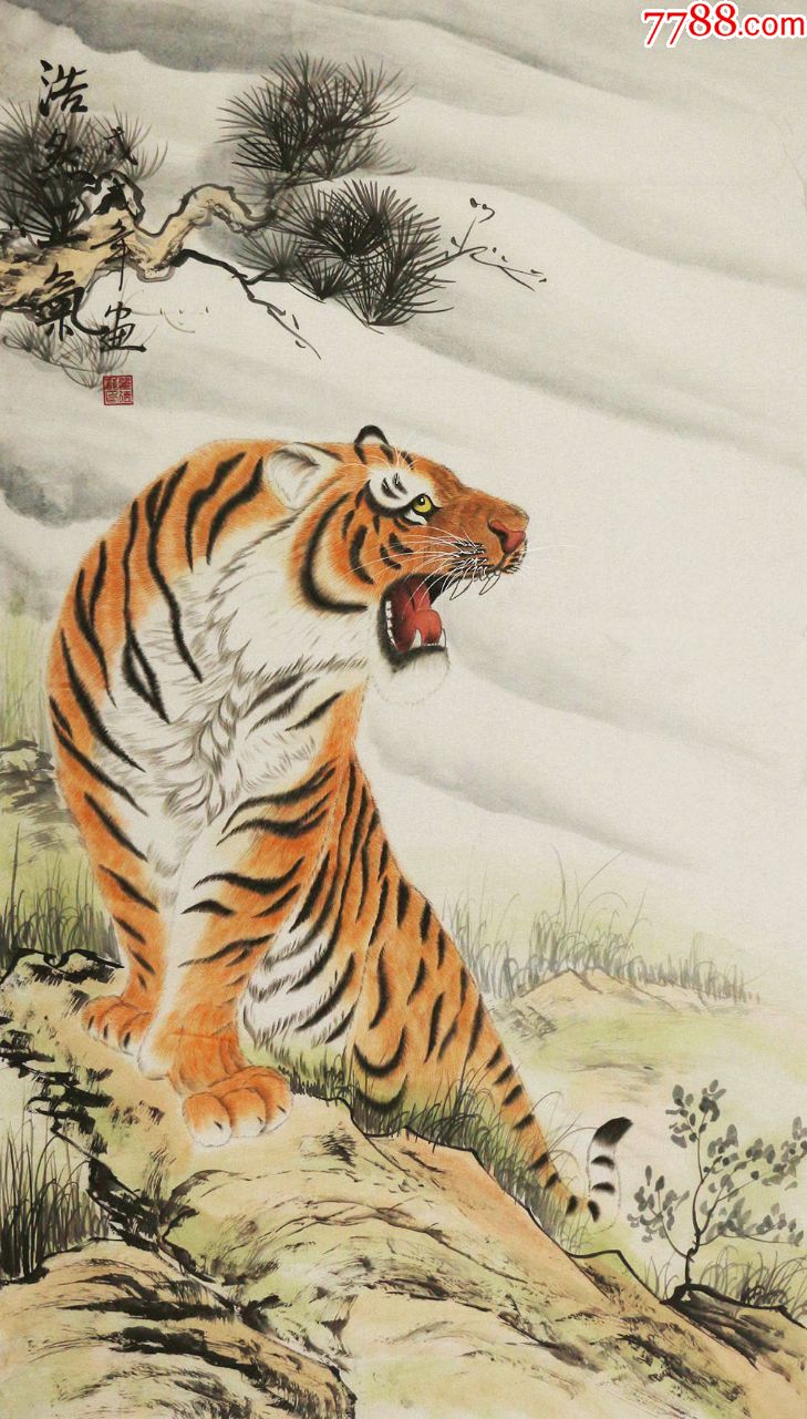 工笔画虎《浩然正气》