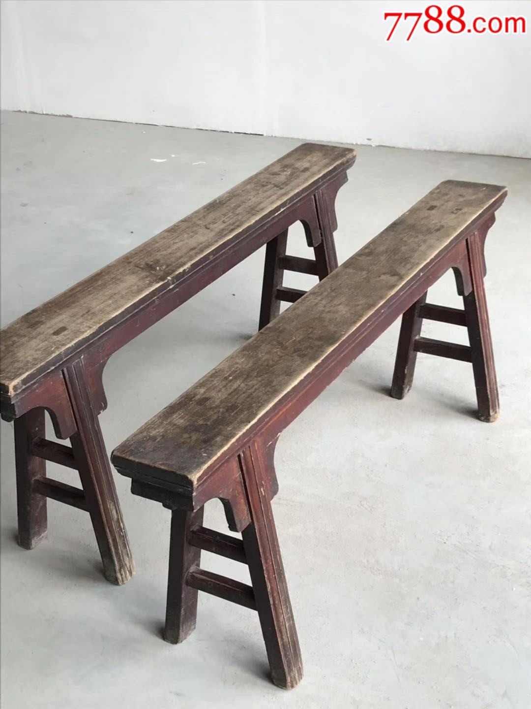 清代榆木条凳一对老家具