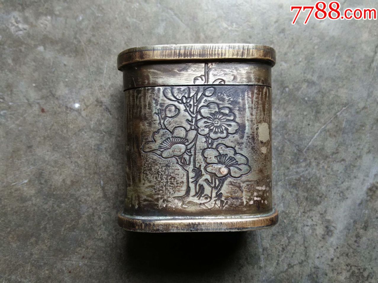 民国汪溶名家刻白铜盒工好质量厚实完整品相