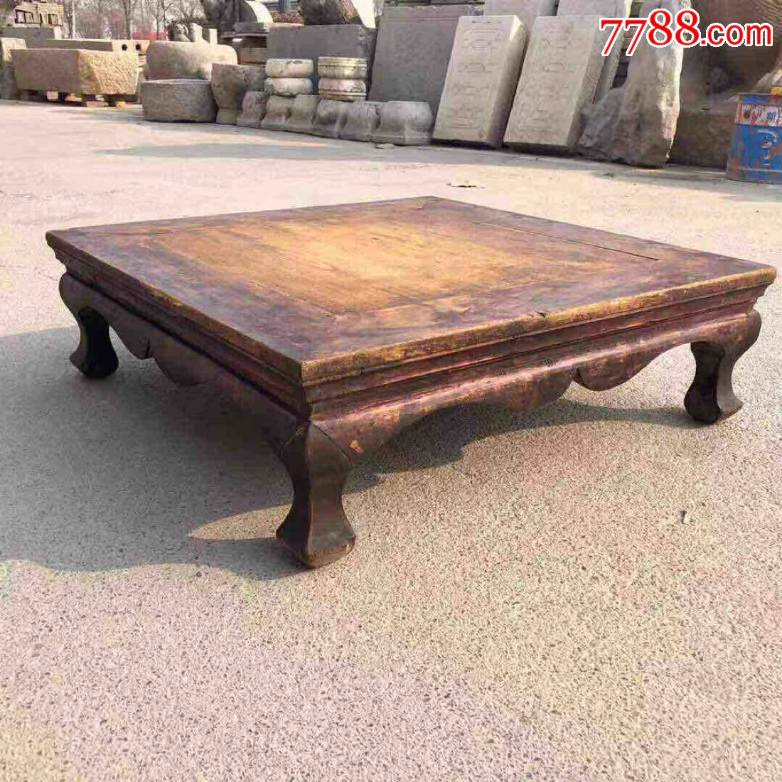 清代楸木炕桌,全品,做工精致,外翻马蹄腿,皮壳老辣,尺寸64.64.20cm