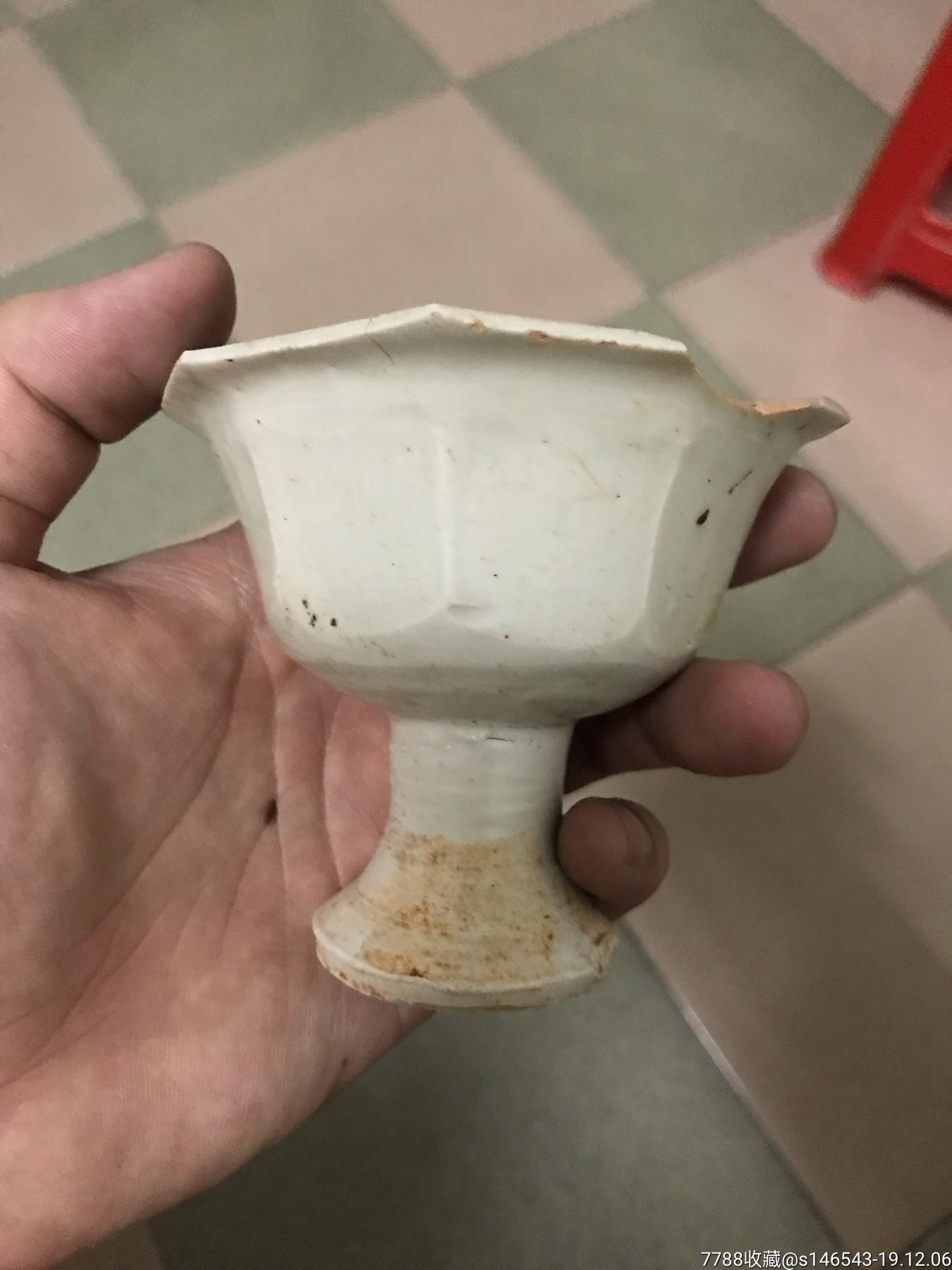 宋代八方高脚杯,尺寸8×9有残标本价