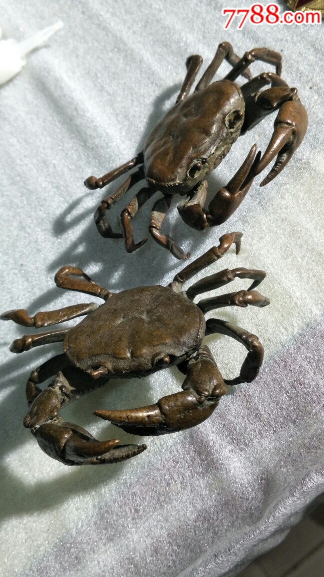 民国时期满洲遗留铜螃蟹一对,精工制造