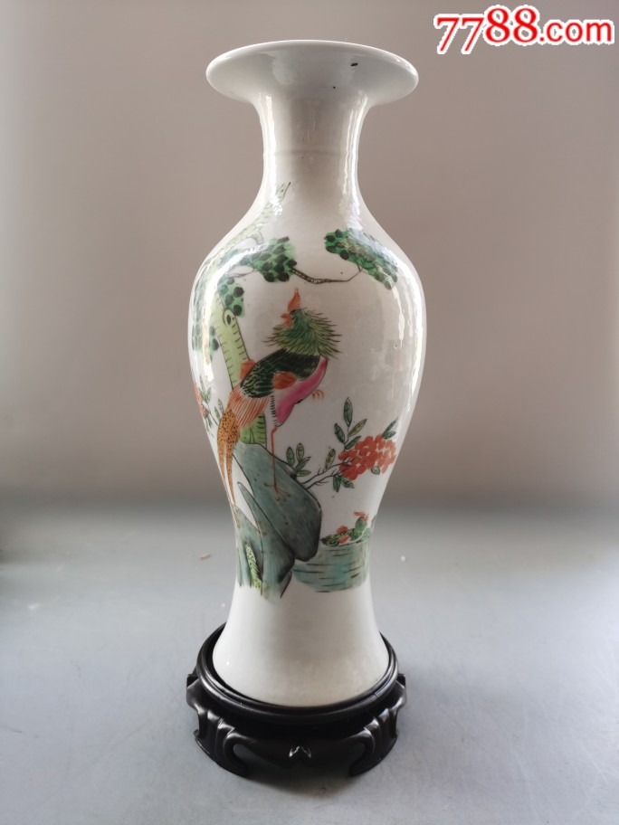 民国粉彩凤凰观音瓶