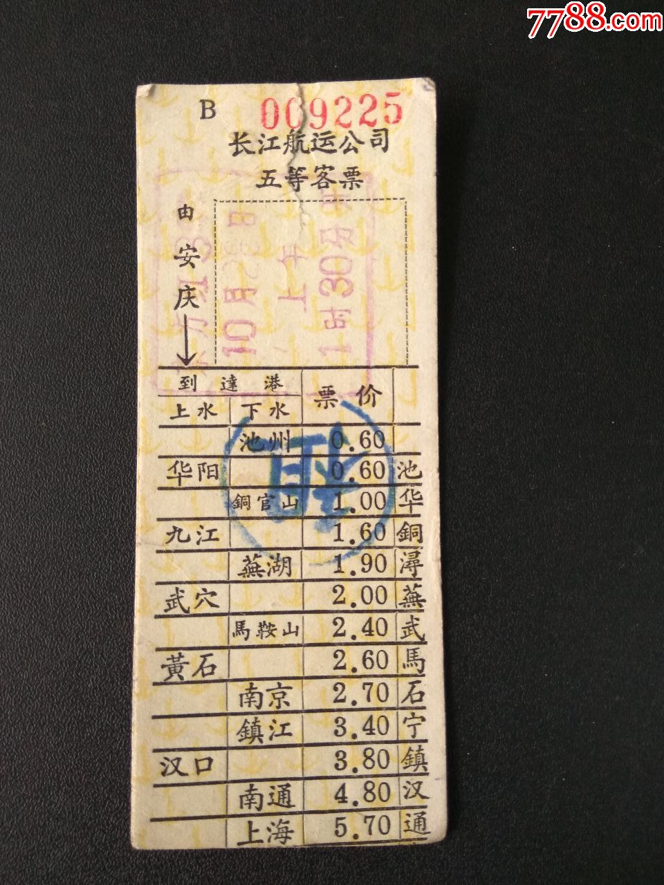 船票长江航运公司东方红3号轮安庆汉口