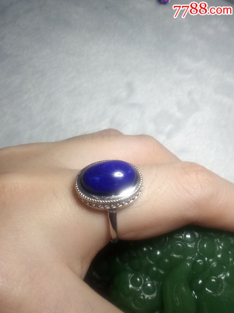 天然青金石帝王青s925戒指